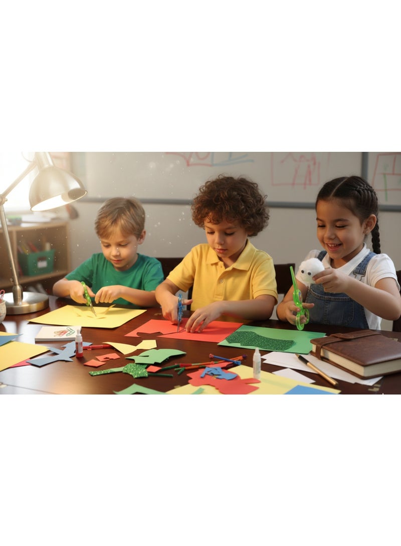 Colorful children's craft scissors, safe scissors with rounded edges for teaching cutting and developing creative skills, suitable for school, arts and crafts activities. - Image 3